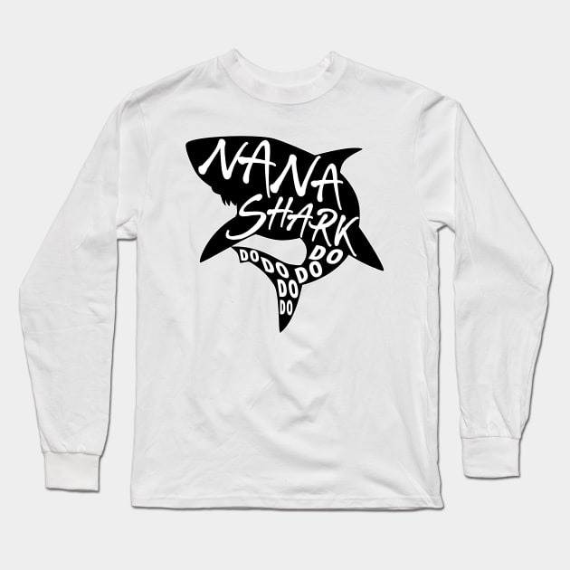 Nana Shark (Baby Shark) - Minimal Lyrics Shirt Long Sleeve T-Shirt by treszurechest